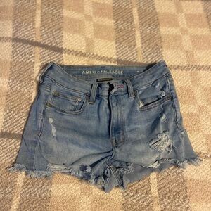 American Eagle Outfitters Women's Distressed Light Blue Jean Shorts